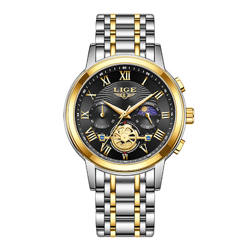 Title 3, Mens Quartz Watch Luminous Moon Phase Multifun...