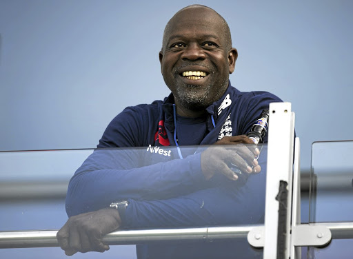 MAN WITH A VIEWEngland bowling coach Ottis Gibson on the balcony after the fourth day of the fourth Test between England and South Africa at Old Trafford on August 7 Picture: Getty Images