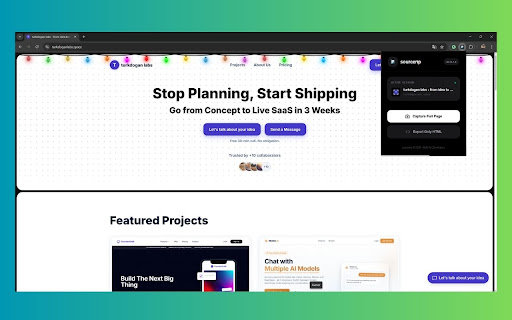sourcerip: Full Page Screenshot, HTML Source & AI Export screenshot 1