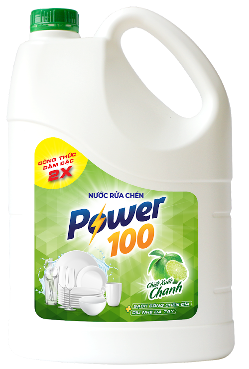 Nước rửa chén POWER100 tinh dầu chanh 3,5kg