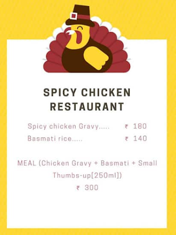 Spicy Chicken menu 