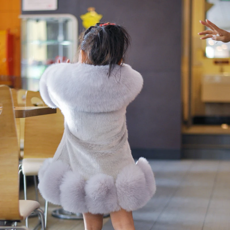 Korejski stil imitacija nerca i lisice krznena bebi pamučna jakna, debela i topla, idealna za zimu.
