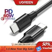 Cáp Sạc Nhanh Ugreen Hỗ Trợ Truyền Dữ Liệu 60W Chuyển Đầu Usb C Sang Usb C