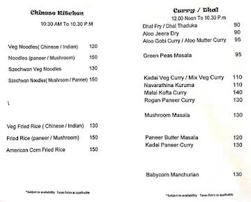 Abhirami Residency menu 