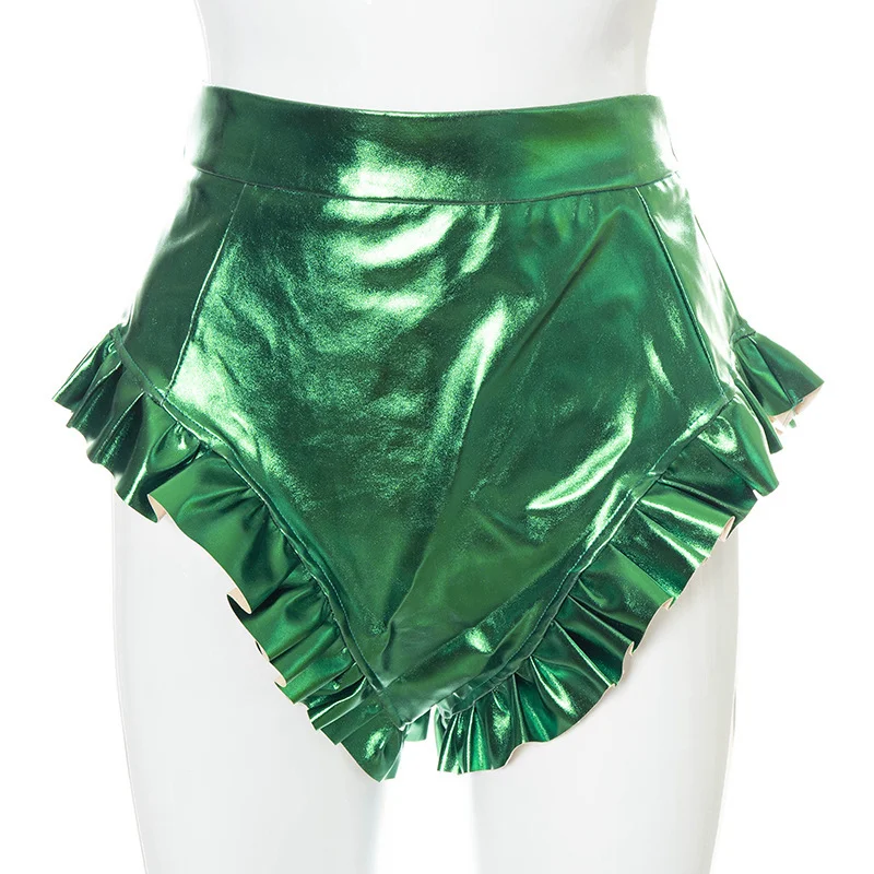 Damen PU-Leder Shorts mit Holzohren