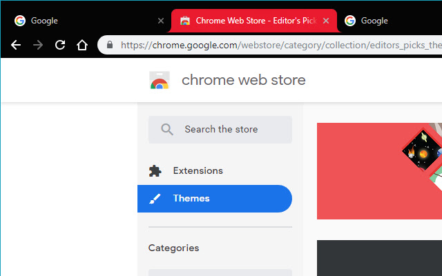 Dark Theme with a hint of red chrome extension