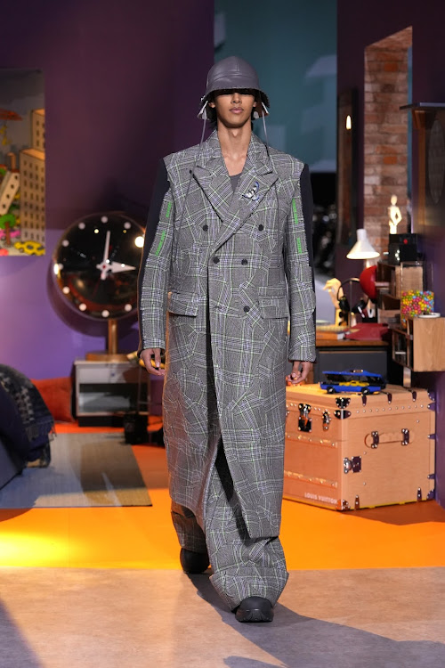 A model walks the runway during the Louis Vuitton Menswear Fall-Winter 2023-2024 show as part of Paris Fashion Week.