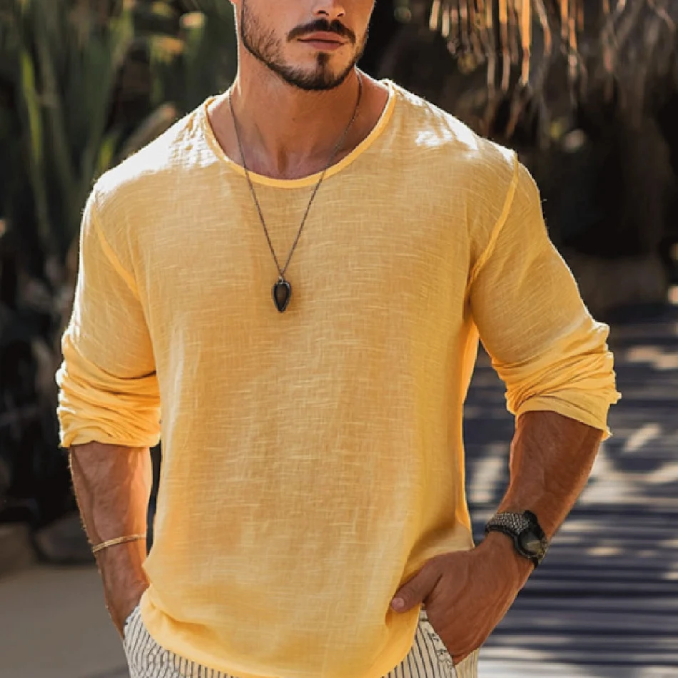 Men's Casual Solid Color Breathable T-shirt Comfortable Lightweight Everyday Wear Simple Versatile Design Perfect for Wa