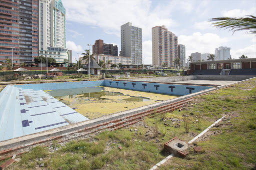 A proposed upgrade to the Rachel Finlayson pool has stalled, leaving the once-popular facility a messy eyesore.