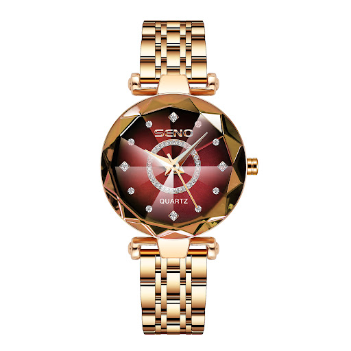 Title 2, Polygonal Glass Solid Stainless Steel Strap Wom...