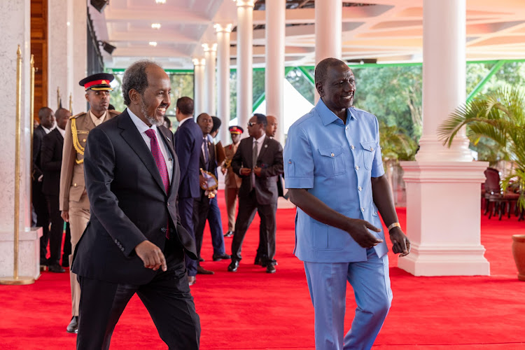 Somalia President Hassan Sheikh Mohamud arrives at State House Nairobi on February 28, 2024.