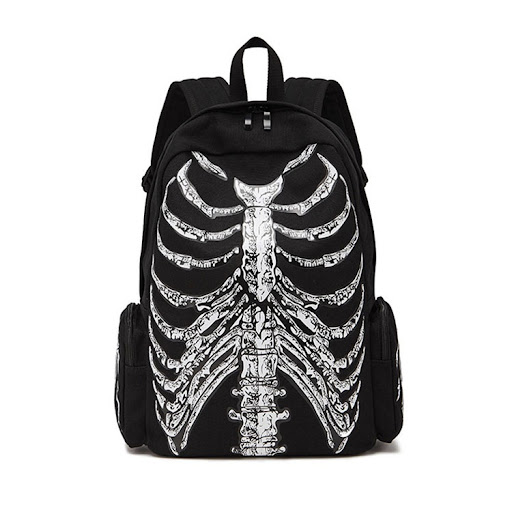 Title 9, European and American Canvas Backpack with Skul...
