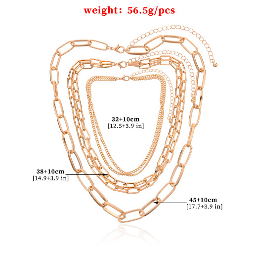 Title 1, Fashion Geometric Multilayer Square Chain Neckl...