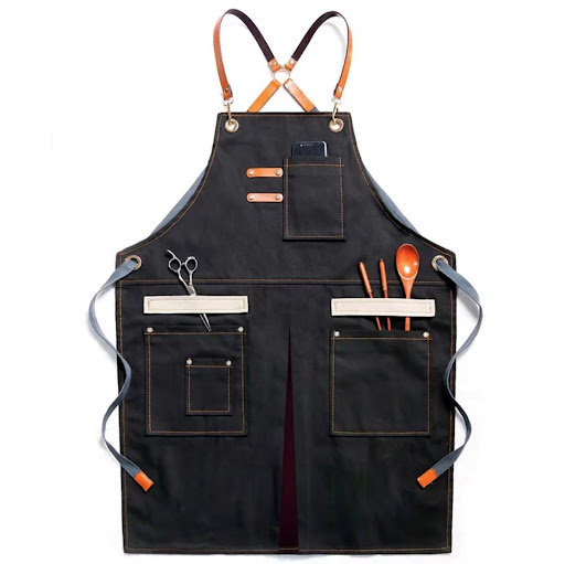 Title 6, Multi-pocket Canvas Jean Apron for Barbers, Mil...