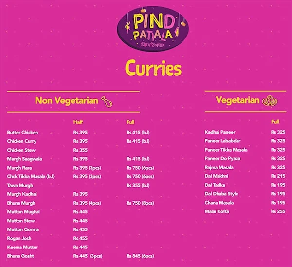 Pind Patiala menu 