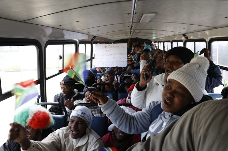 Sowetan residents travel by bus to the Johannesburg CBD in preparation to march on the offices of the mayor Mpho Phalatse. The residents are protesting about the lack of service delivery in their area.