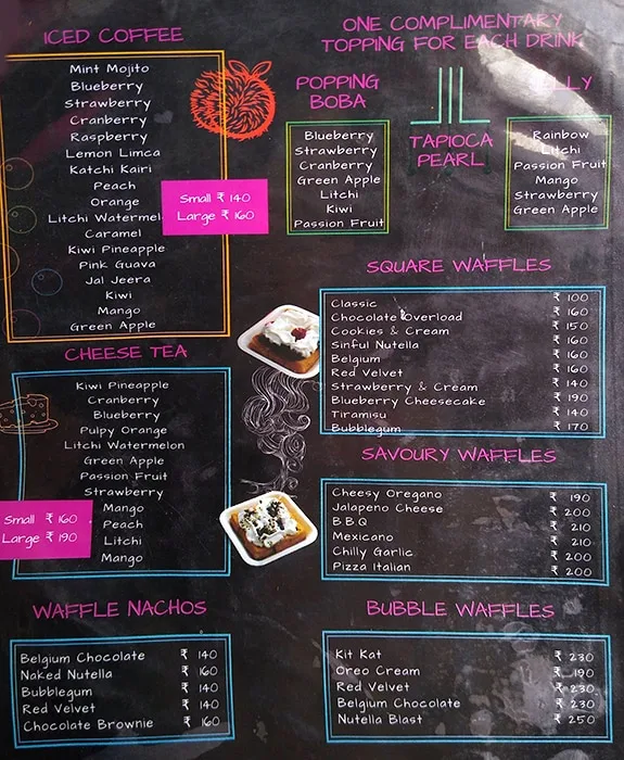 Dr Bubbles menu 