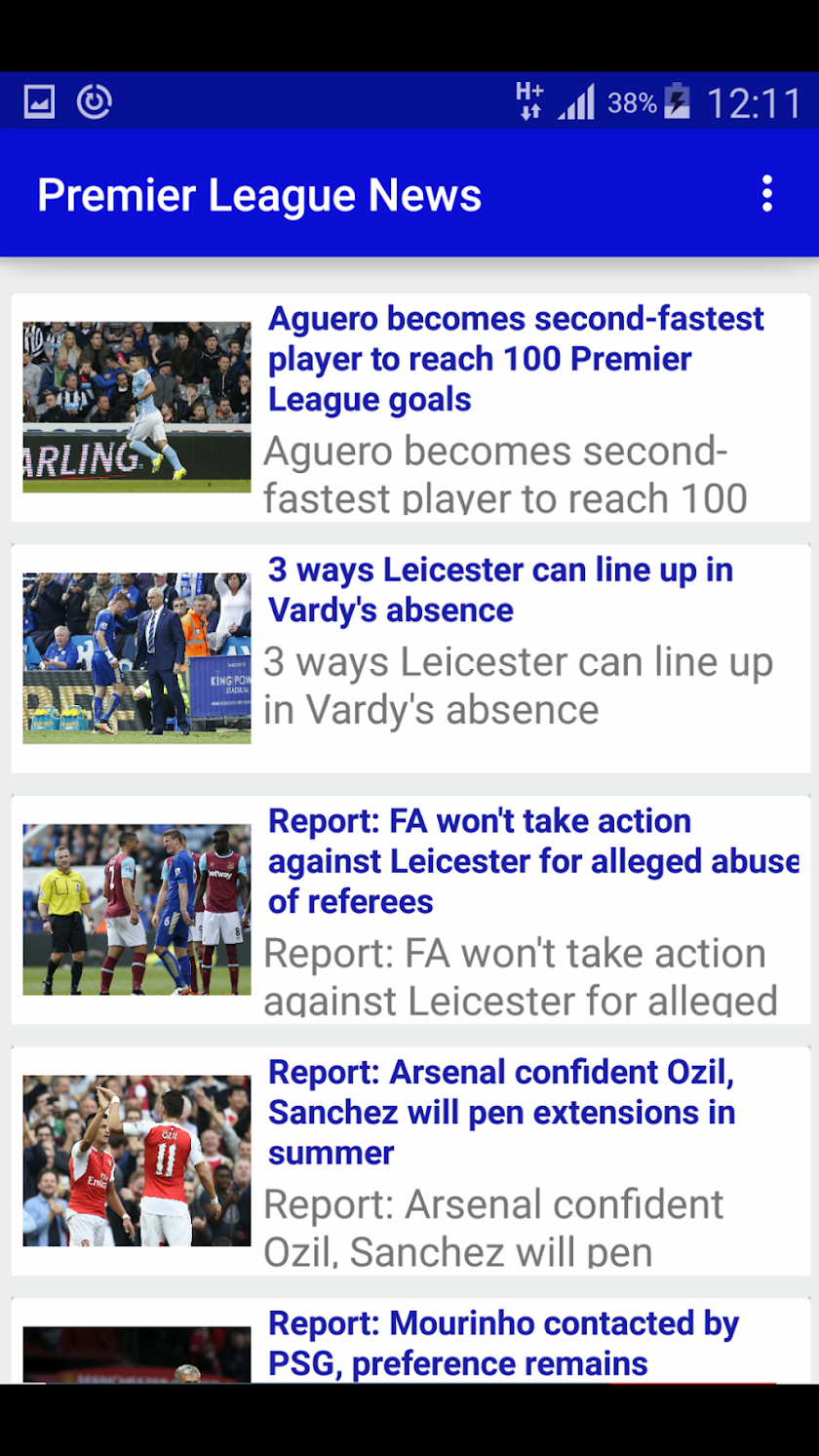 Premier League Soccer News Screen 2