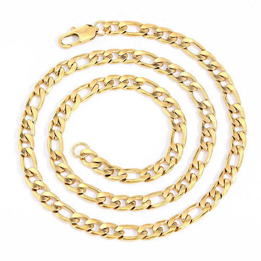 Title 2, Mens Hip Hop Necklace Stainless Steel Figaro C...