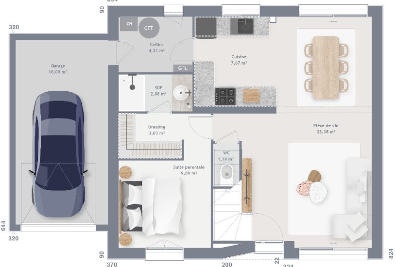  Vente Terrain + Maison - Terrain : 717m² - Maison : 85m² à Précigné (72300) 