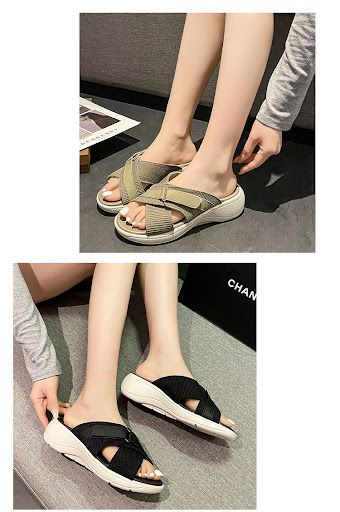 Title 2, Womens Wedge Slippers Summer Soft Bottom Comfo...