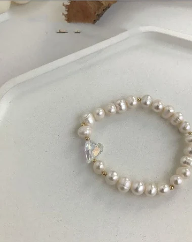 Zoetwater parel armband verguld met - 1