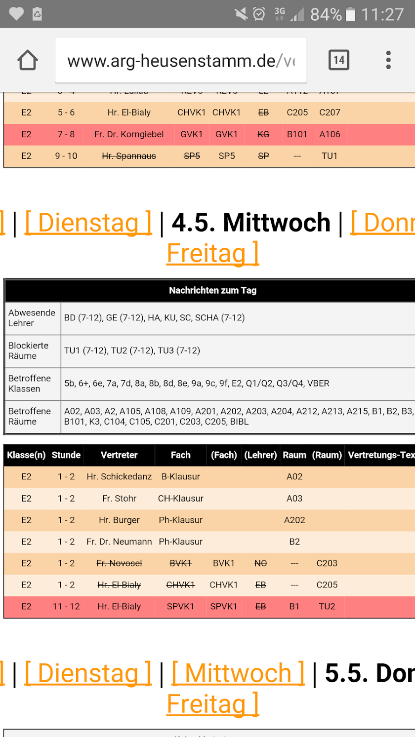 ARG Vertretungsplan Screen 2