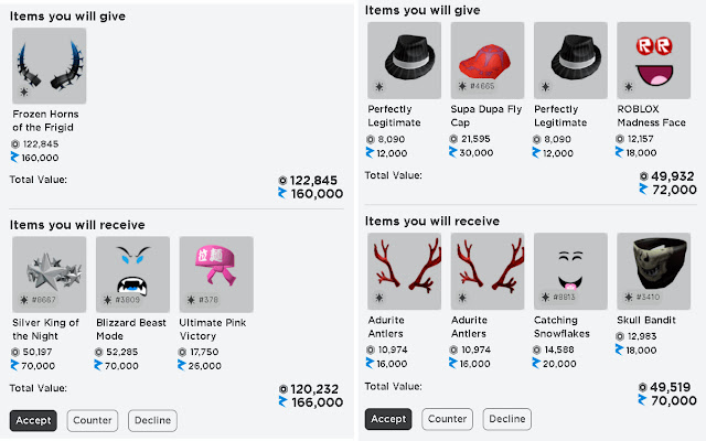 In Tab Values - roblox item rap checker