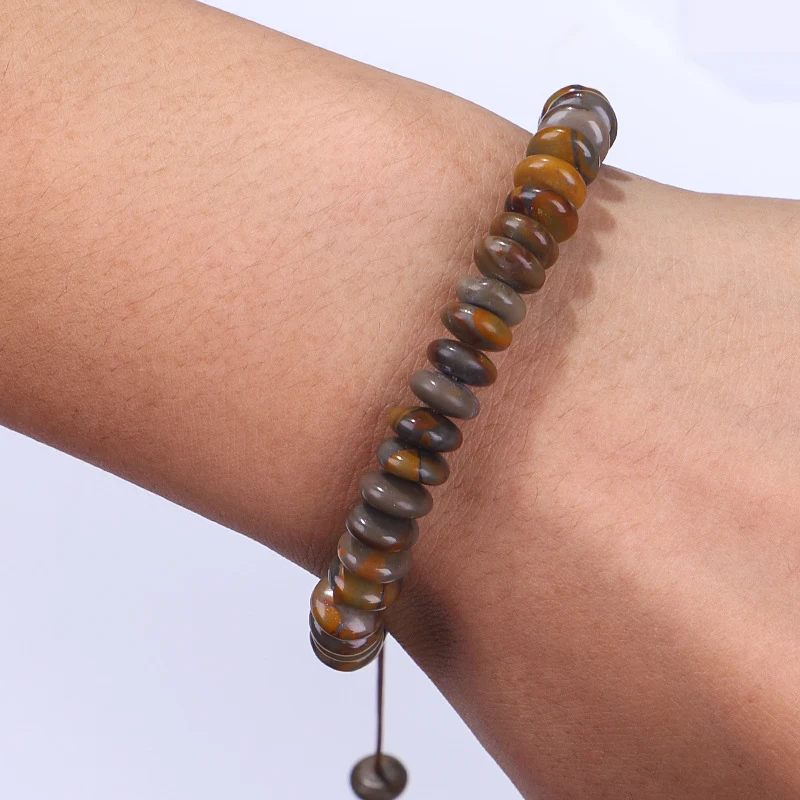 Bracelet perlé en pierre et feuille de bambou Abaque Soulagement du stress et concentration naturelle Bijoux zen apaisants Cadeau unique