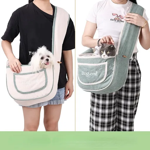Carrier Bag for Cat and Small Dogs Light Weight Pet Shoulder Bag Washable Corduroy Breathable Travel Bag for Chihuahua Y