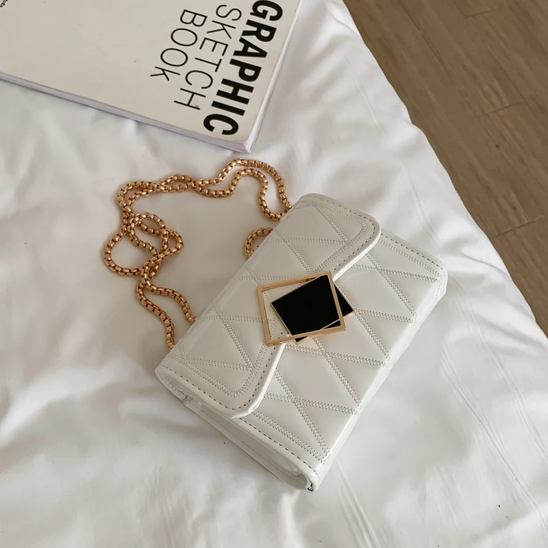 Bolso Mensajero Cuadrado Pequeño Cadena Rombos Moda – Elegante y Compacto para Llevar tus Esenciales Diarios con Estilo