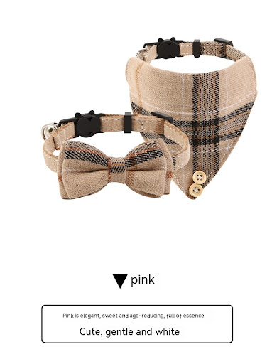 Title 6, British Cat Collar With Bell Plaid Bow. Stylish...