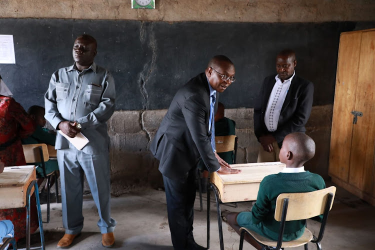 KNEC CEO David Njeng'ere at Athi River Primary School in Mavoko, Machakos County on November 3, 2023