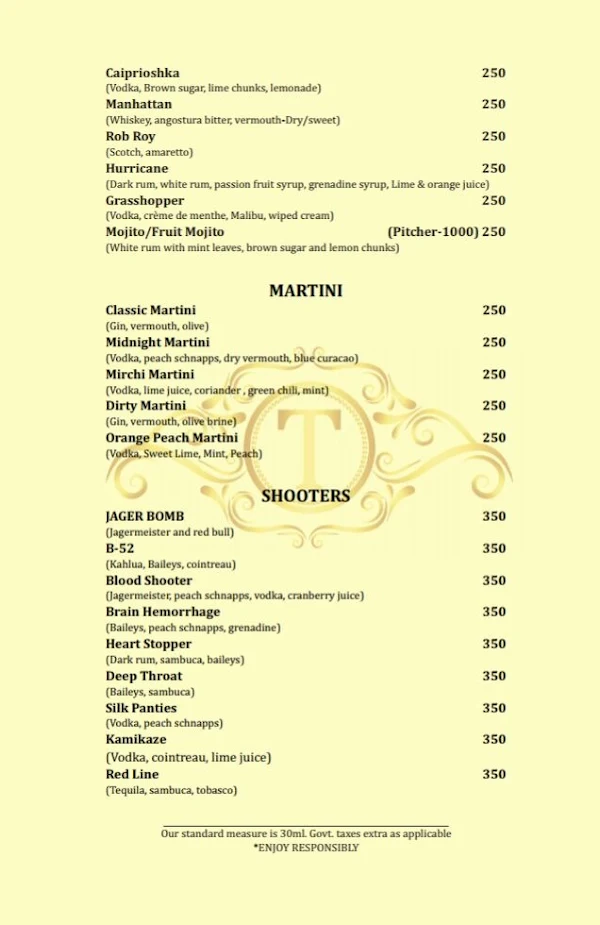 TAMZARAA KAFE & CLUB menu 