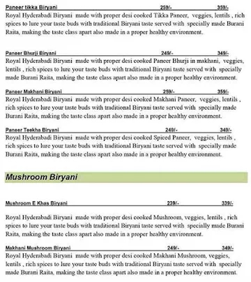 Biryani Land menu 