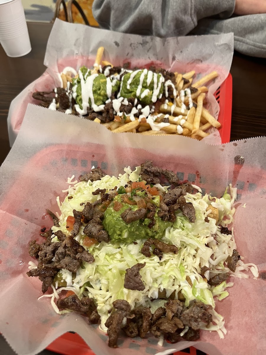 Carne fries and California taquitos