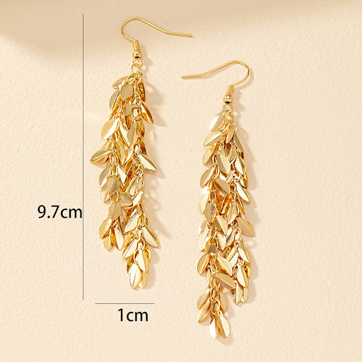 Title 1, Alloy Leaf-Shaped Earrings Light Luxury Advance...