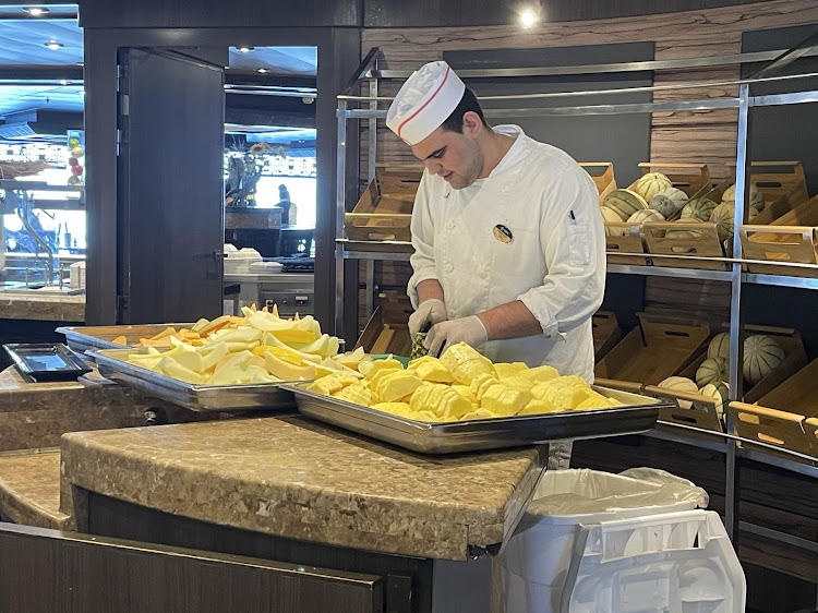 Food prep in the Bora Bora buffet.