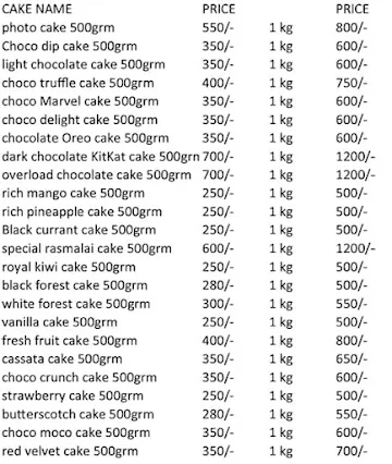 Home Made Bakery menu 