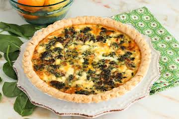 Spinach, Mushroom, Onion Quiche