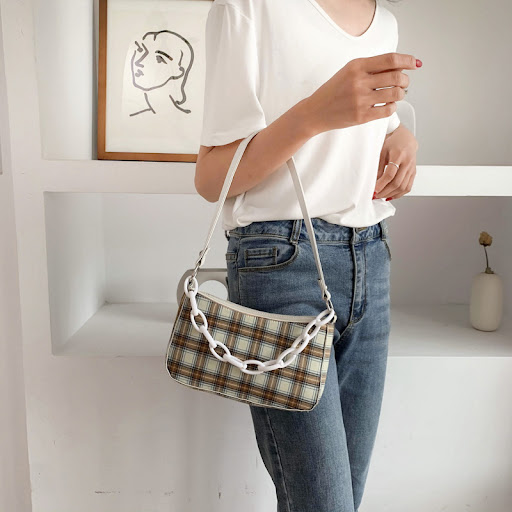 Title 5, Ruitvormige crossbody baguette schoudertas, pas...