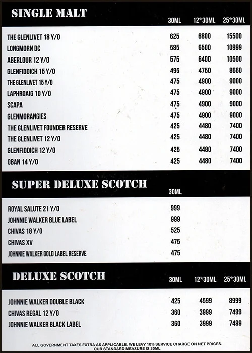 Big Boyz Lounge menu 