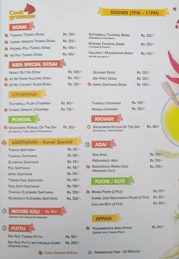 Cook Graamam menu 