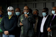 Former president Jacob Zuma addresses his supporters in Nkandla, KwaZulu-Natal. 