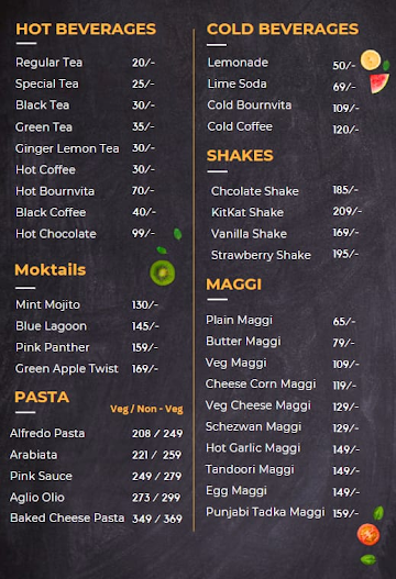 The Incognito Nitery menu 