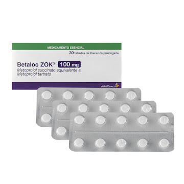 Betaloc Zok Metoprolol 100 mg Astrazeneca Caja x 30 Tabletas  