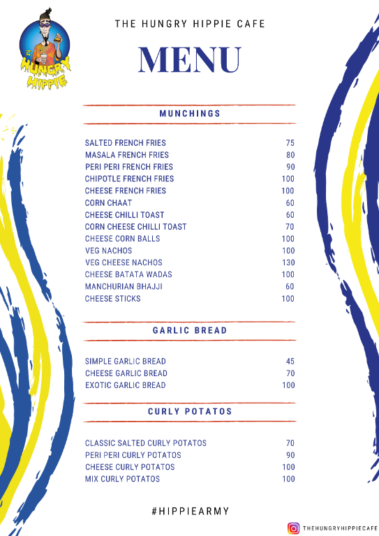 The Hungry Hippie Cafe menu 