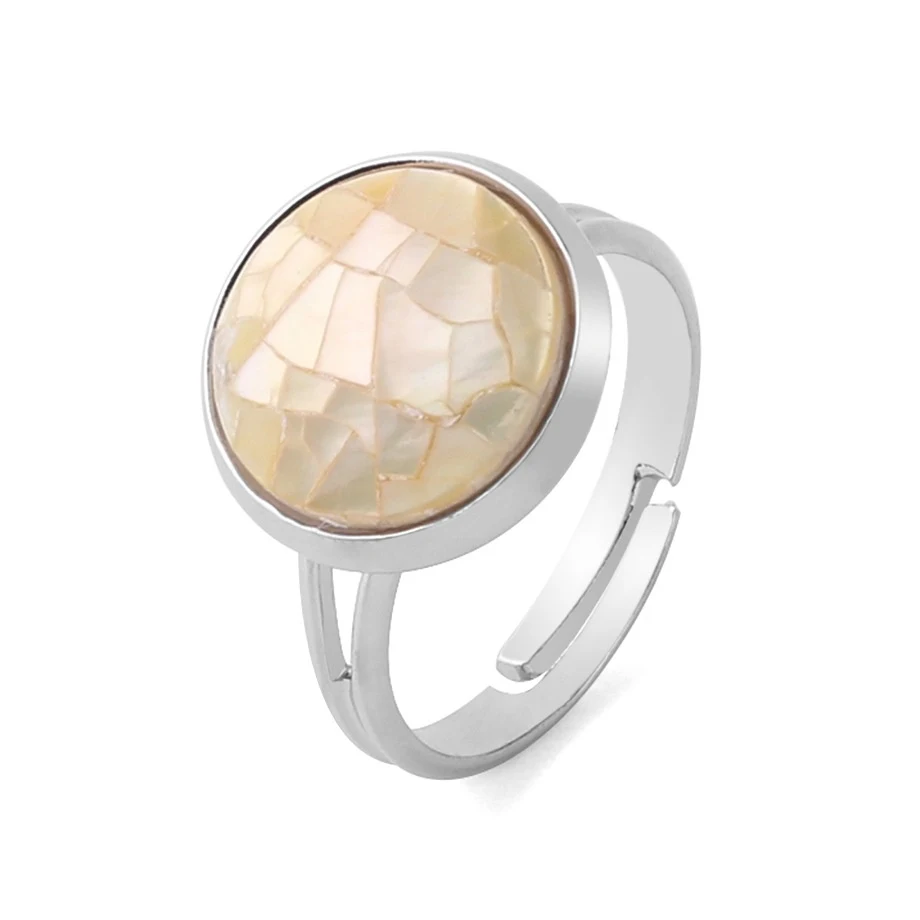 Bague circulaire sectionnelle avec couture réglable convexe, ornement coquillage pour femme. Élégance et confort assurés