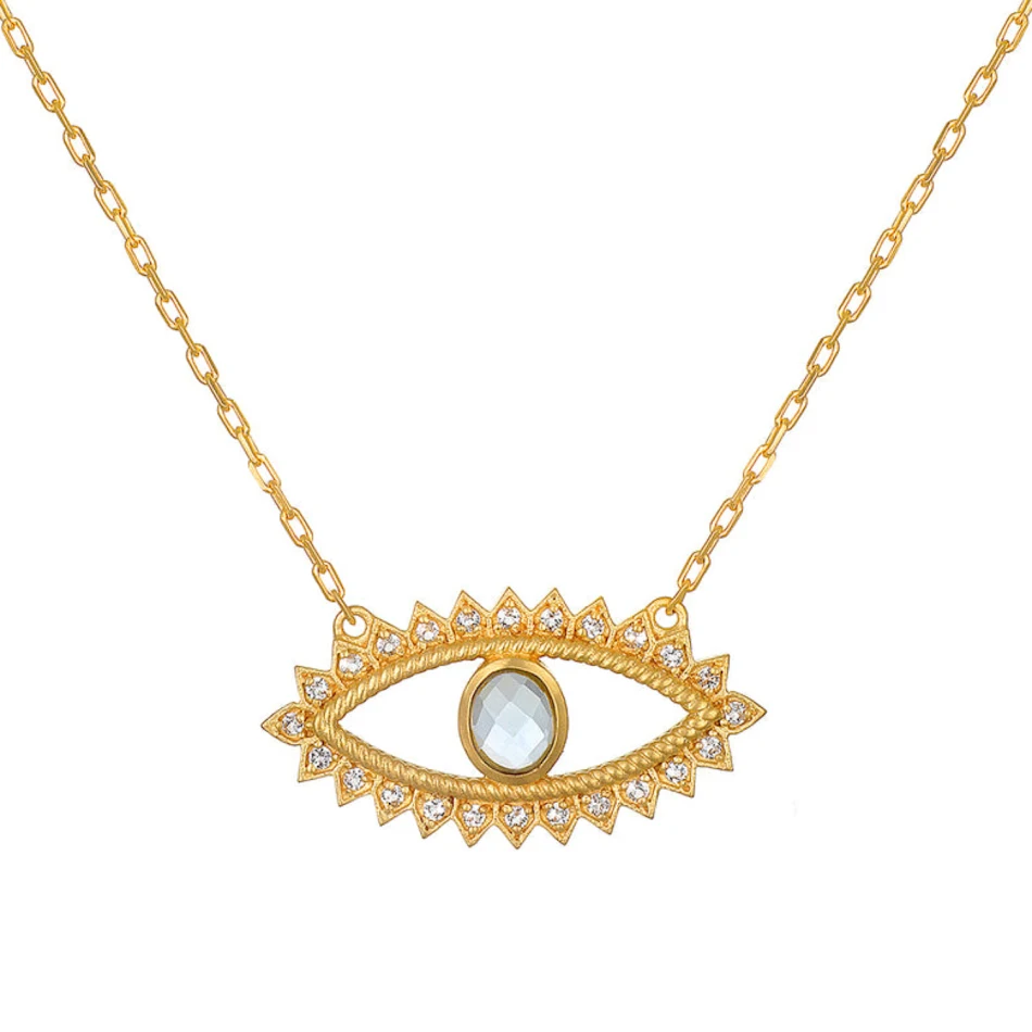 Collar con colgante de ojo de palma de color simple, un accesorio elegante y llamativo para realzar tu estilo diario con un toque místico.