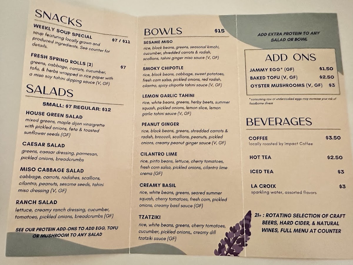 Menu as of 10/14/23